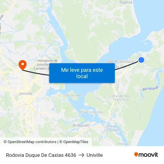 Rodovia Duque De Caxias 4636 to Univille map