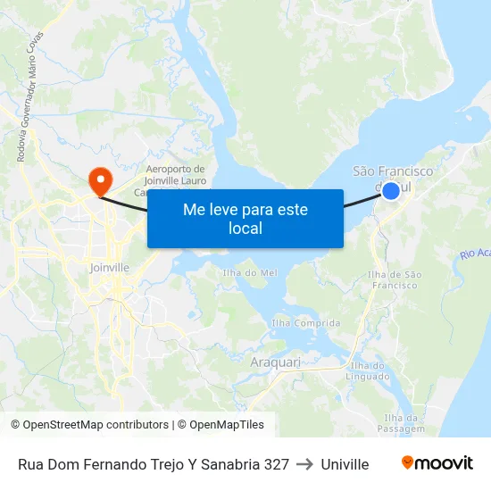 Rua Dom Fernando Trejo Y Sanabria 327 to Univille map