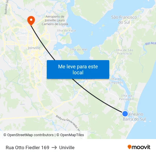 Rua Otto Fiedler 169 to Univille map