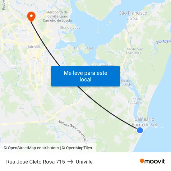 Rua José Cleto Rosa 715 to Univille map