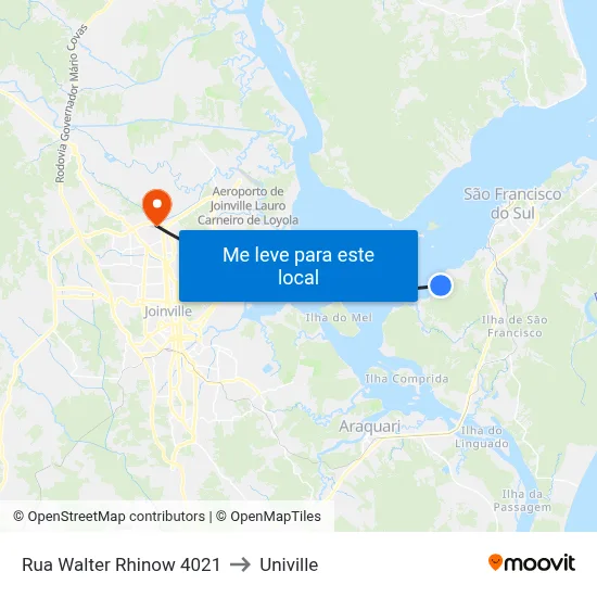 Rua Walter Rhinow 4021 to Univille map