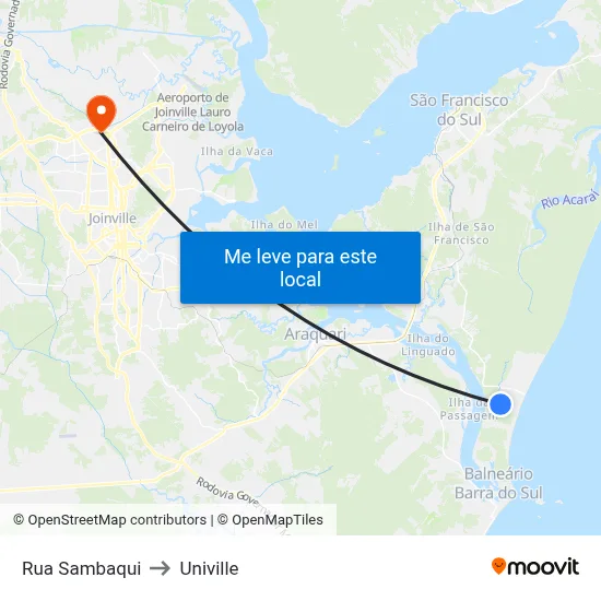 Rua Sambaqui to Univille map