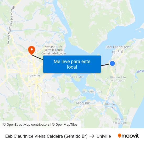 Eeb Claurinice Vieira Caldeira (Sentido Br) to Univille map