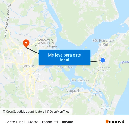 Ponto Final - Morro Grande to Univille map