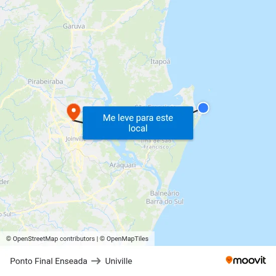 Ponto Final Enseada to Univille map