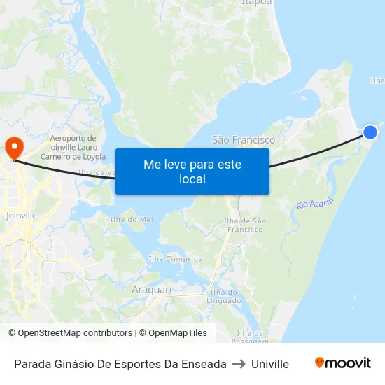 Parada Ginásio De Esportes Da Enseada to Univille map