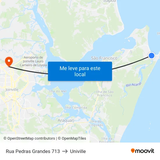 Rua Pedras Grandes 713 to Univille map