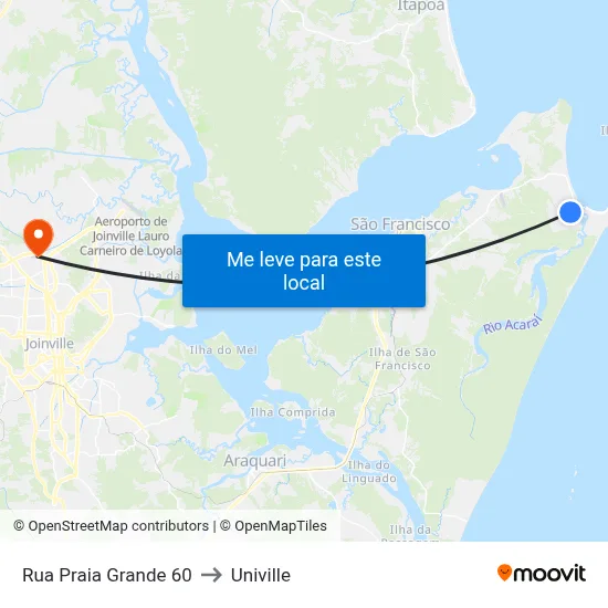 Rua Praia Grande 60 to Univille map