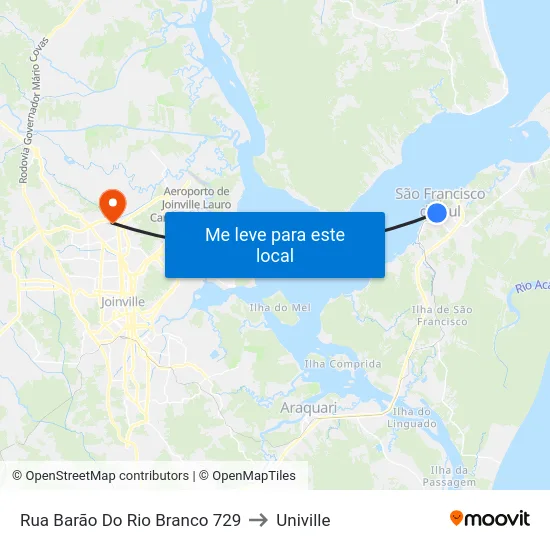 Rua Barão Do Rio Branco 729 to Univille map