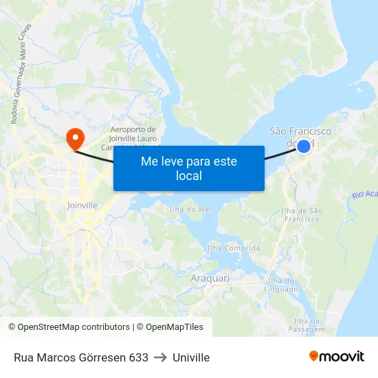Rua Marcos Görresen 633 to Univille map
