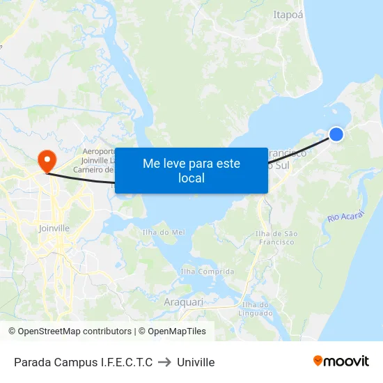 Parada Campus I.F.E.C.T.C to Univille map