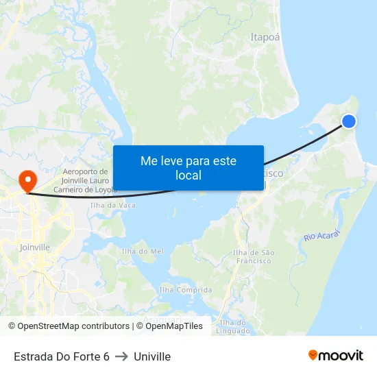 Estrada Do Forte 6 to Univille map