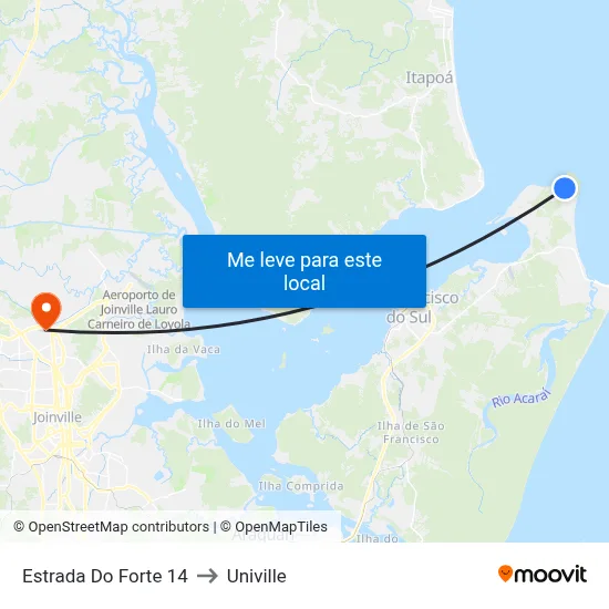 Estrada Do Forte 14 to Univille map