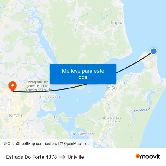 Estrada Do Forte 4378 to Univille map