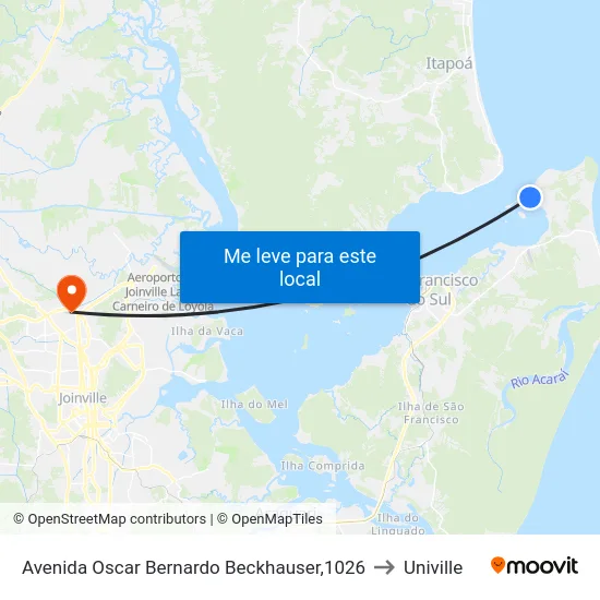 Avenida Oscar Bernardo Beckhauser,1026 to Univille map