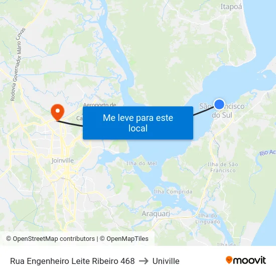 Rua Engenheiro Leite Ribeiro 468 to Univille map