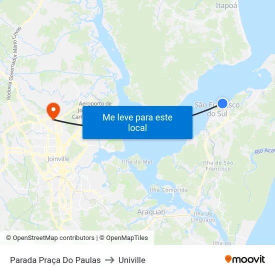 Parada Praça Do Paulas to Univille map