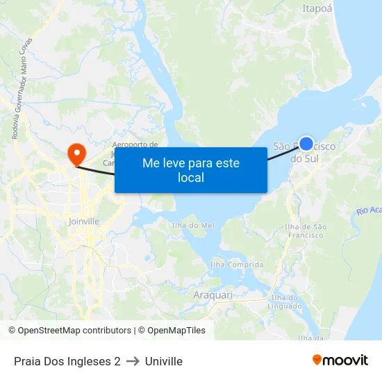 Praia Dos Ingleses 2 to Univille map