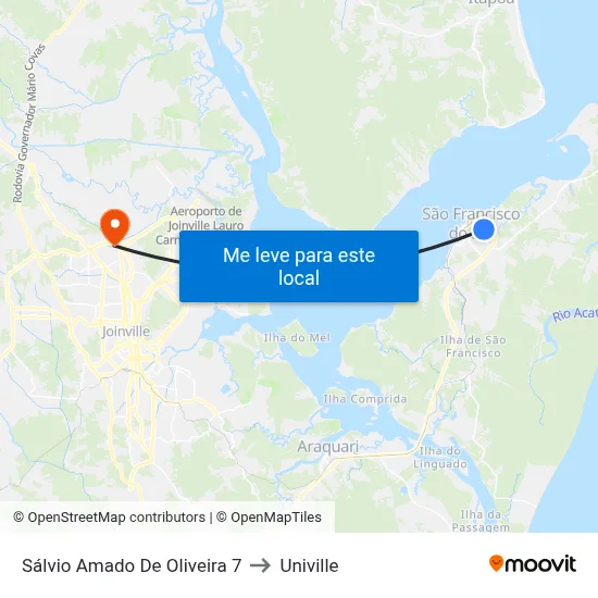 Sálvio Amado De Oliveira 7 to Univille map