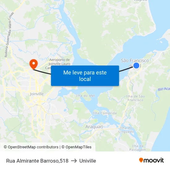 Rua Almirante Barroso,518 to Univille map