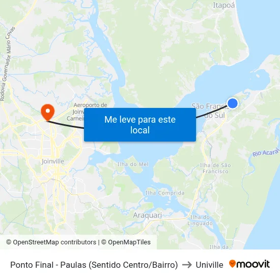 Ponto Final - Paulas (Sentido Centro/Bairro) to Univille map
