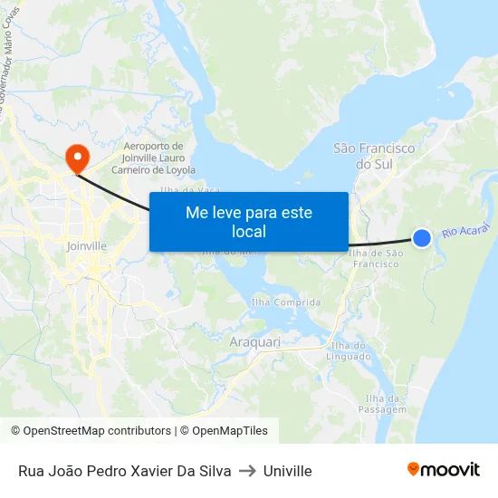 Rua João Pedro Xavier Da Silva to Univille map