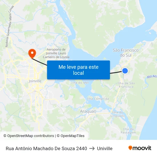 Rua Antônio Machado De Souza 2440 to Univille map
