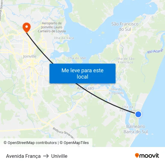 Avenida França to Univille map