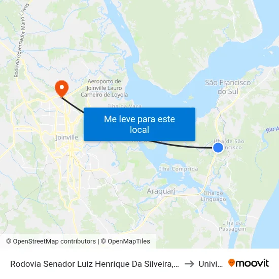 Rodovia Senador Luiz Henrique Da Silveira,5650 to Univille map