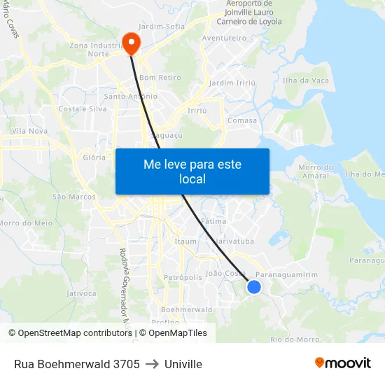 Rua Boehmerwald 3705 to Univille map