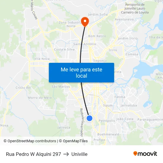 Rua Pedro W Alquíni 297 to Univille map