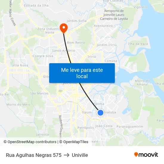 Rua Agulhas Negras 575 to Univille map