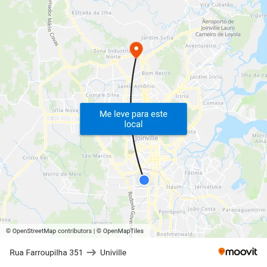 Rua Farroupilha 351 to Univille map
