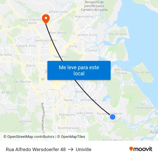 Rua Alfredo Wersdoerfer 48 to Univille map