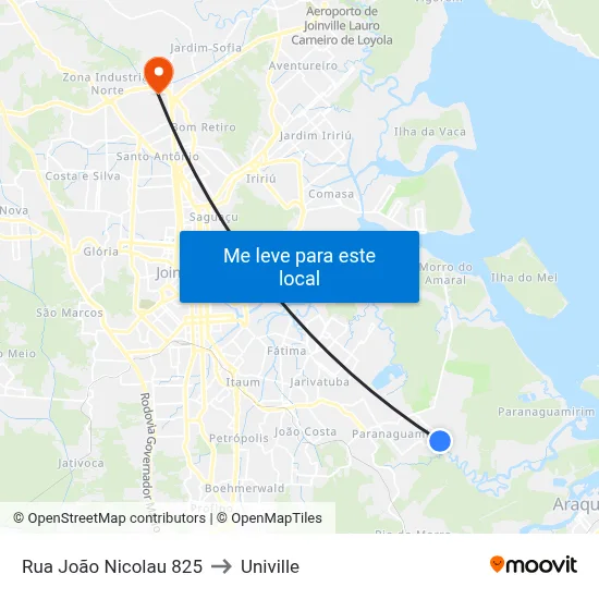 Rua João Nicolau 825 to Univille map