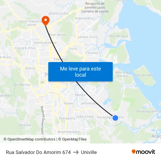 Rua Salvador Do Amorim 674 to Univille map