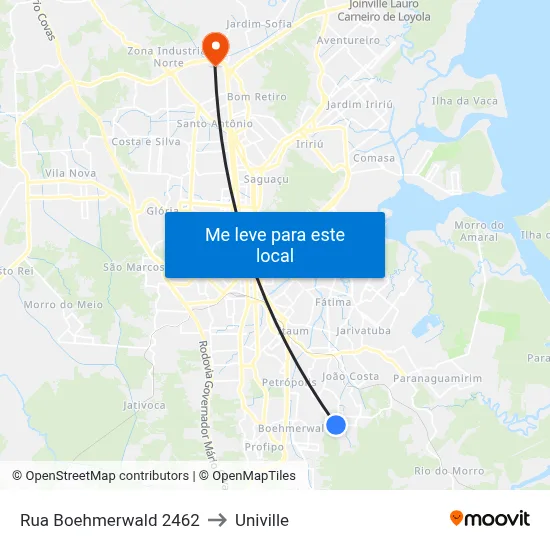 Rua Boehmerwald 2462 to Univille map