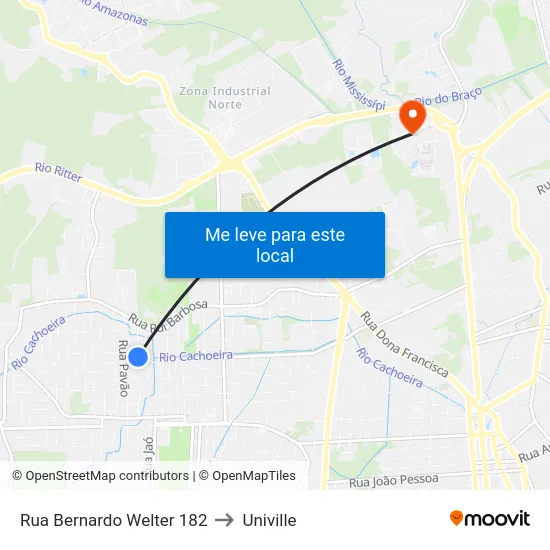 Rua Bernardo Welter 182 to Univille map