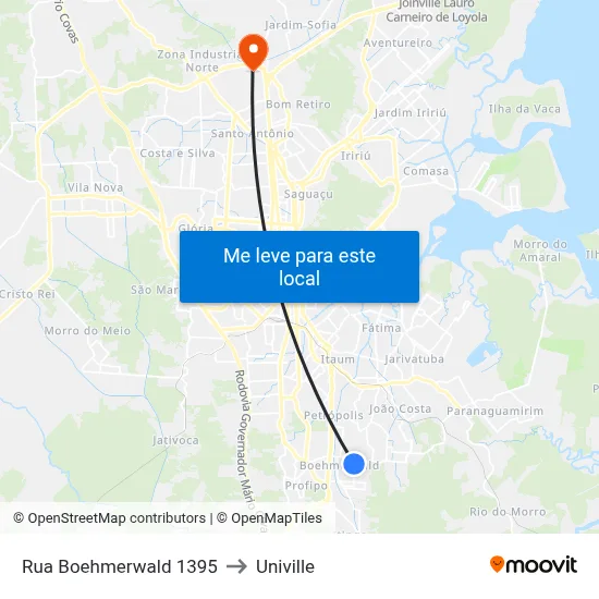 Rua Boehmerwald 1395 to Univille map