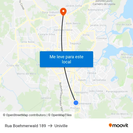 Rua Boehmerwald 189 to Univille map