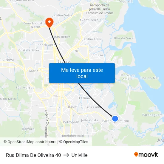 Rua Dilma De Oliveira 40 to Univille map
