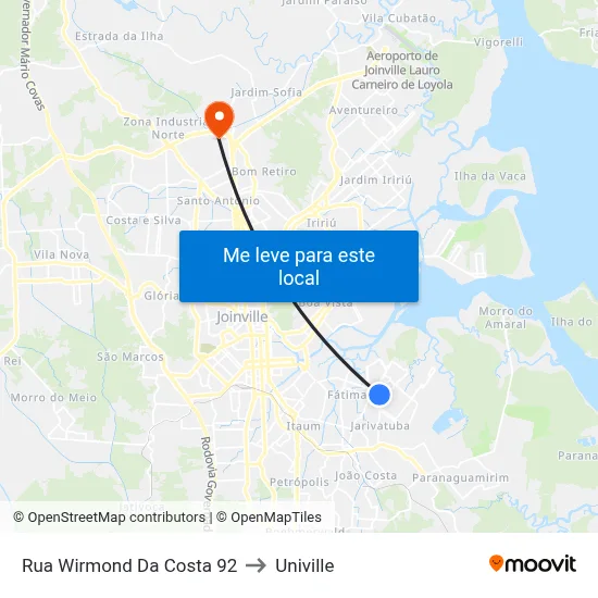 Rua Wirmond Da Costa 92 to Univille map