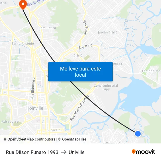 Rua Dilson Funaro 1993 to Univille map