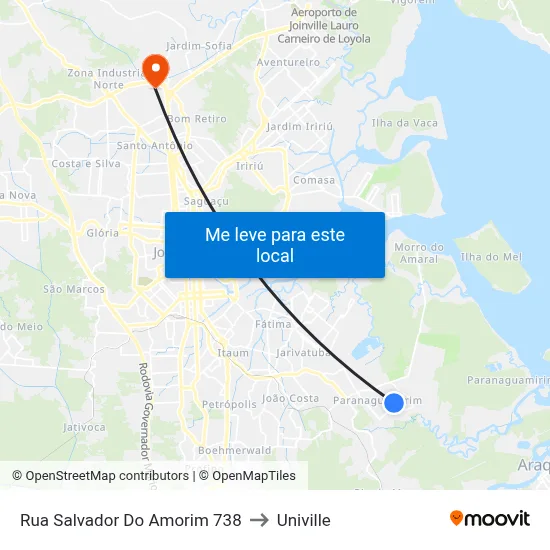 Rua Salvador Do Amorim 738 to Univille map