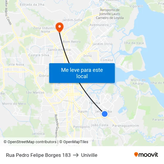 Rua Pedro Felipe Borges 183 to Univille map