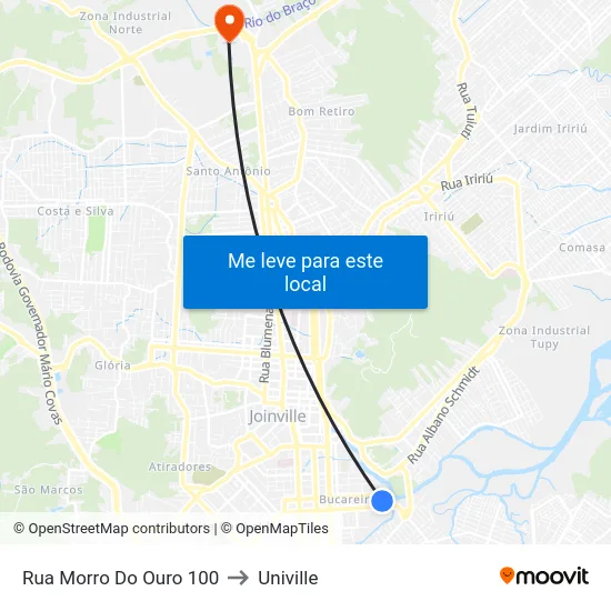 Rua Morro Do Ouro 100 to Univille map