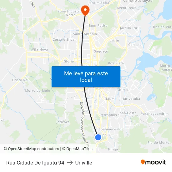 Rua Cidade De Iguatu 94 to Univille map