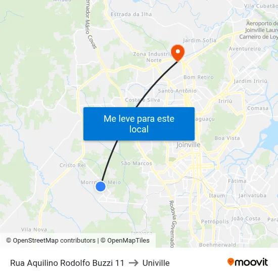 Rua Aquilino Rodolfo Buzzi 11 to Univille map