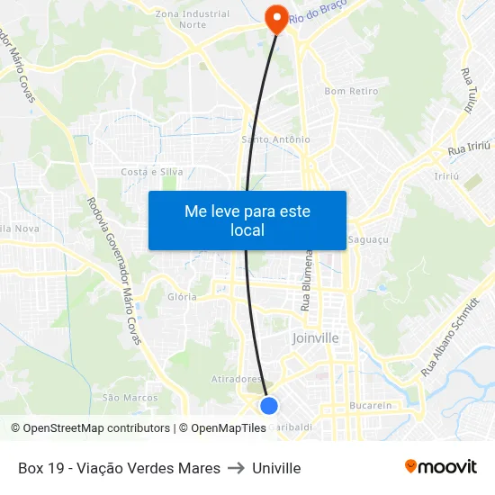 Box 19 - Viação Verdes Mares to Univille map