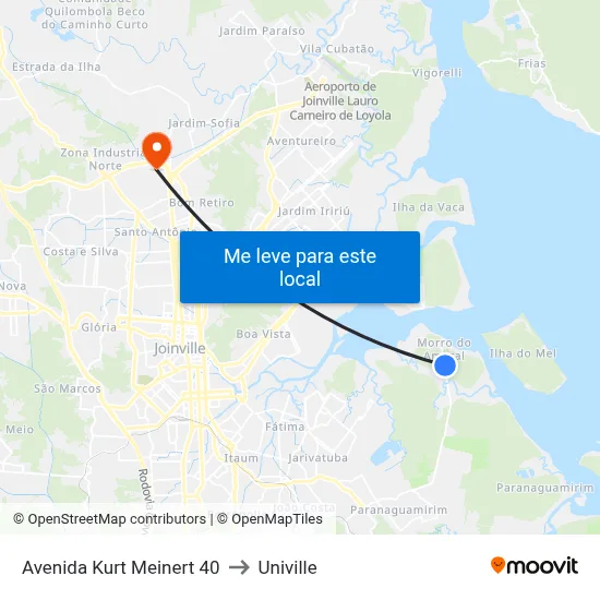 Avenida Kurt Meinert 40 to Univille map